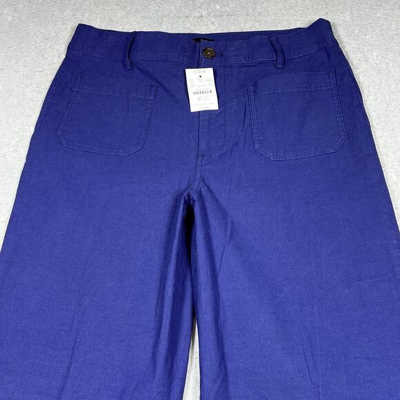 J. Crew Pant Womens Size 29 Blue High-Rise Pockets Wide-Leg Pant NWT Linen Blend - Picture 2 of 11